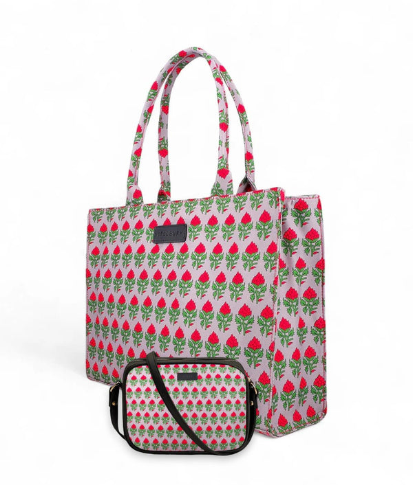 Berry Print Bag With Cross Body Bag