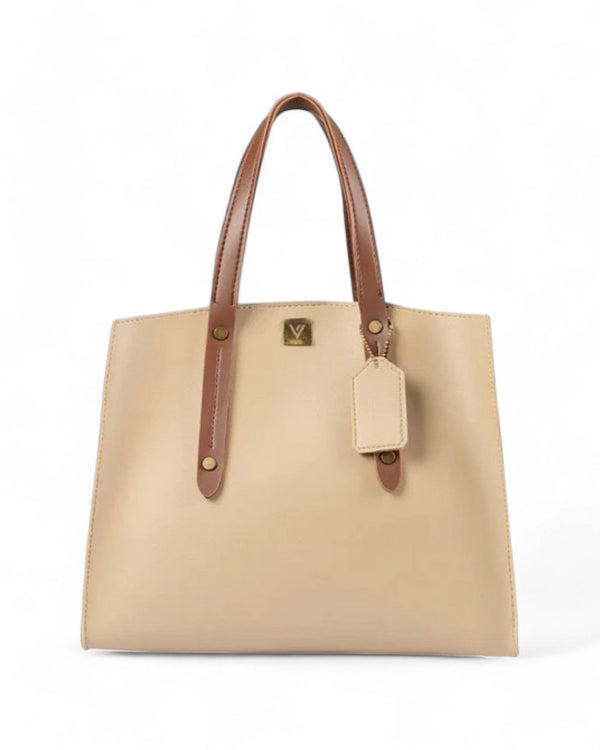 Beige Multi Compartment Satchel Bag