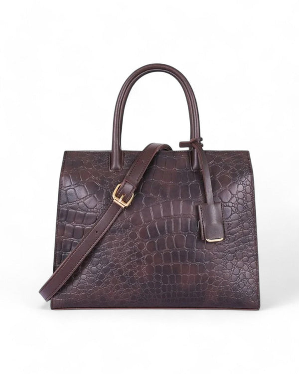 Dark Brown Retro Croc Handbag