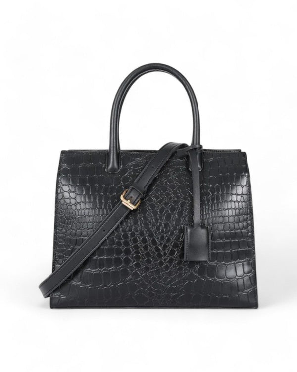 Black Retro Croc Handbag