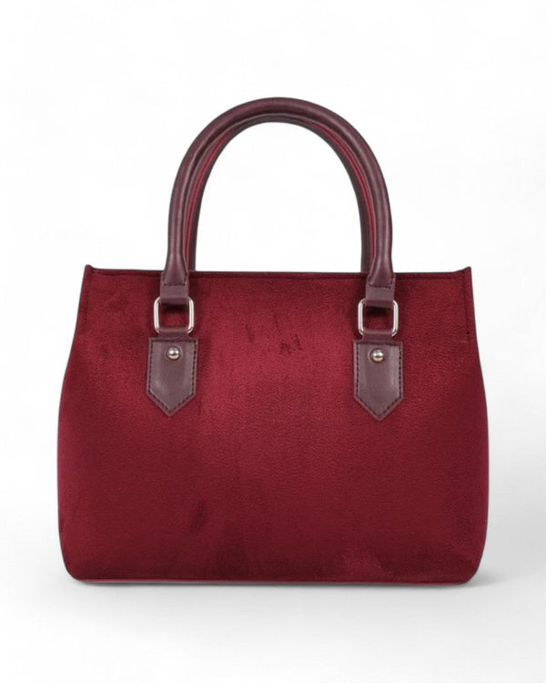 Burgundy Suede Small Satchel Bag