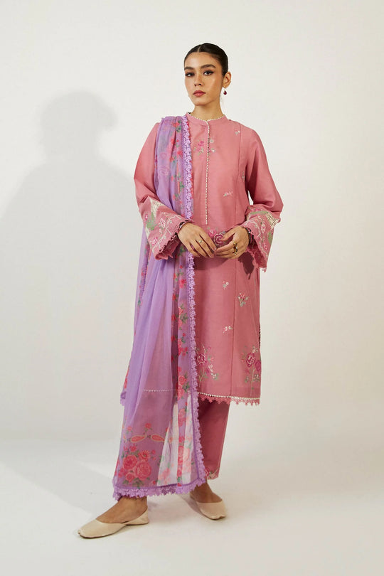 ZARA SHAH JAHAN - 3PC LAWN EMBROIDERED SHIRT WITH ORGANZA PRINTED DUPATTA AND TROUSER - 367