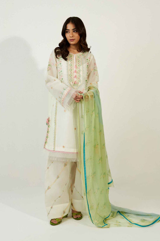 ZARA SHAH JAHAN - 3PC LAWN EMBROIDERED SHIRT WITH CHIFON PRINTED DUPATTA AND TROUSER - 315