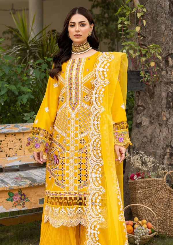 PARISHAY -3PC CHIKANKARI LAWN EMBROIDERED SHIRT WITH ORGANZA PRINTED DUPATTA AND TROUSE-341