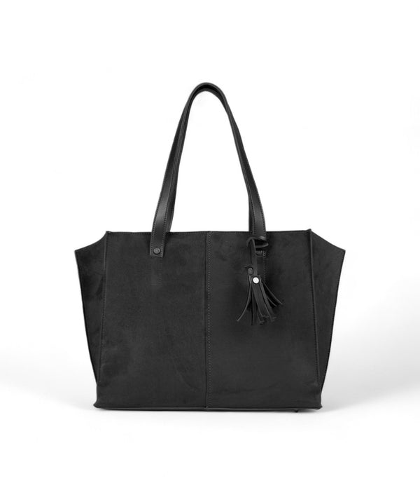 Black Suede Over The Shoulder Tote Bag