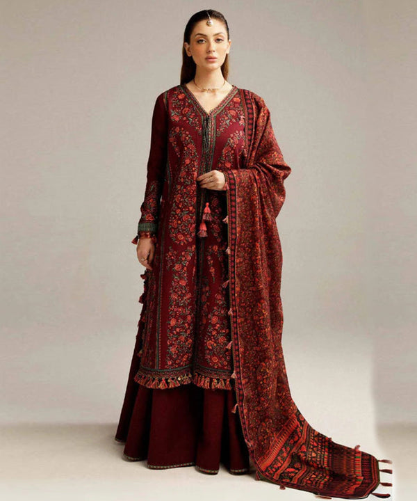 Hussain Rehar Lawn 3PC Embroidered With Digital Printed Dupatta-1162