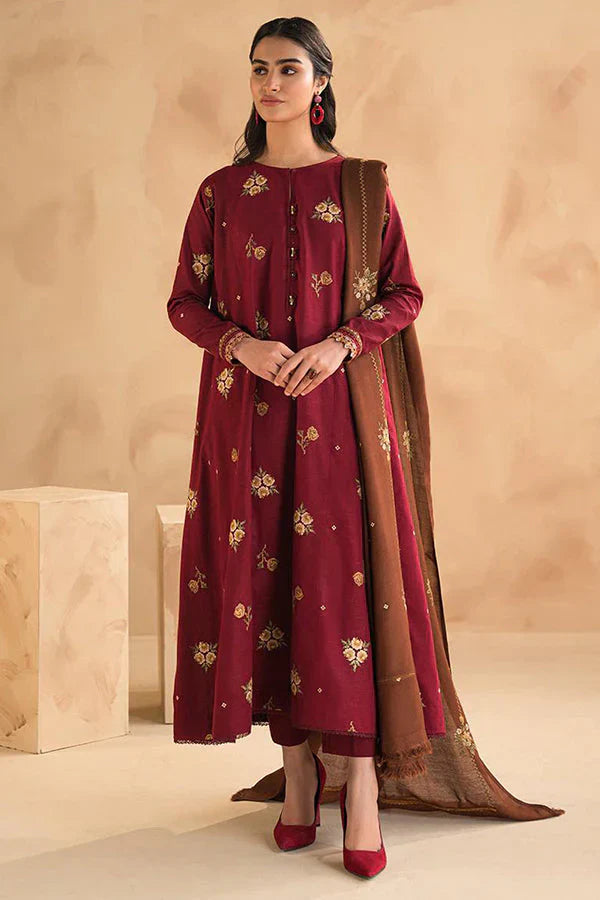 Baroque Dhanak 3PC Embroidered With Dhanak Embroidered Shawl-269