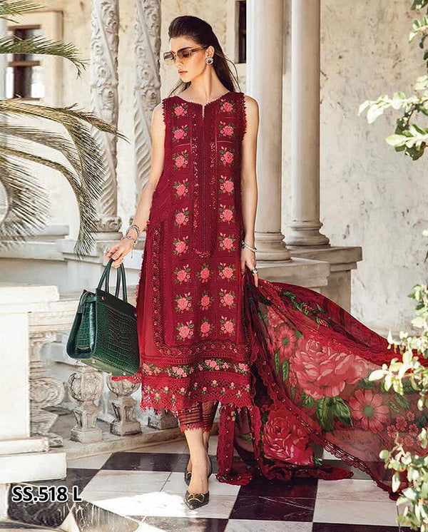 MARIA B. Embroidered 3PC LAWN-518