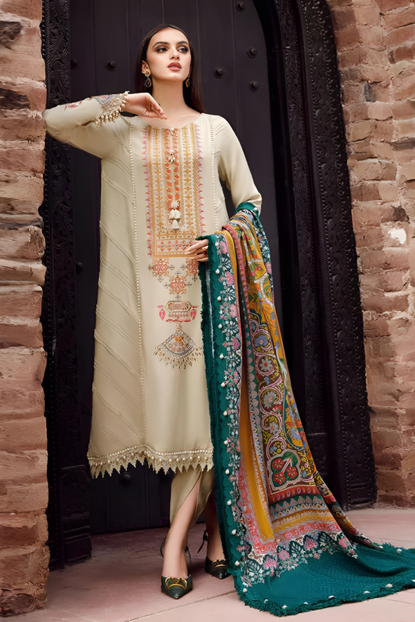 MARIA B Lawn-3PC Embroidered With Digital Printed Dupatta-1145