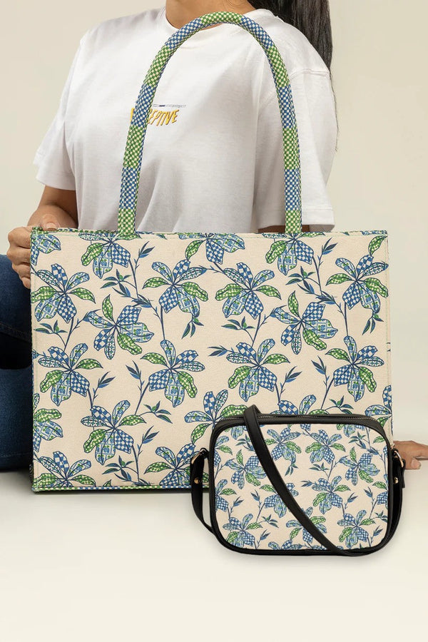 Avocado Print Bag With Cross Body Bag