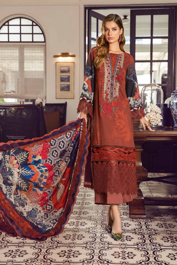 3PC Lawn Printed Shirt With Printed Dupatta And Trouser-778