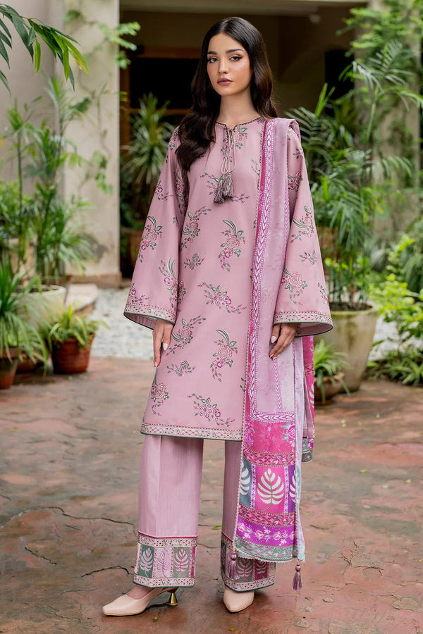 JAZMIN 3PC Dhanak Embroidered Shirt With Digital Printed Shawl-288