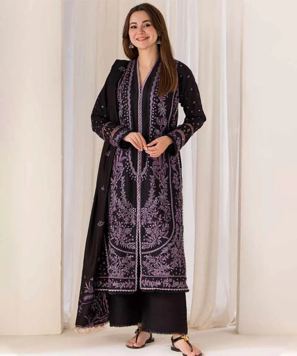 SOBIA NAZIR - 3PC DHANAK EMBROIDERED SHIRT WITH EMBROIDERED SHAWL AND TROUSER-689