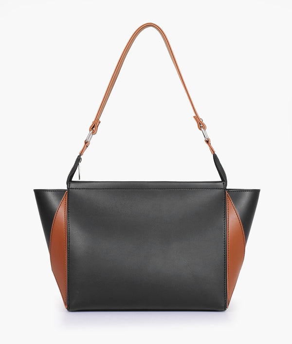 Black and brown trio twist handbag