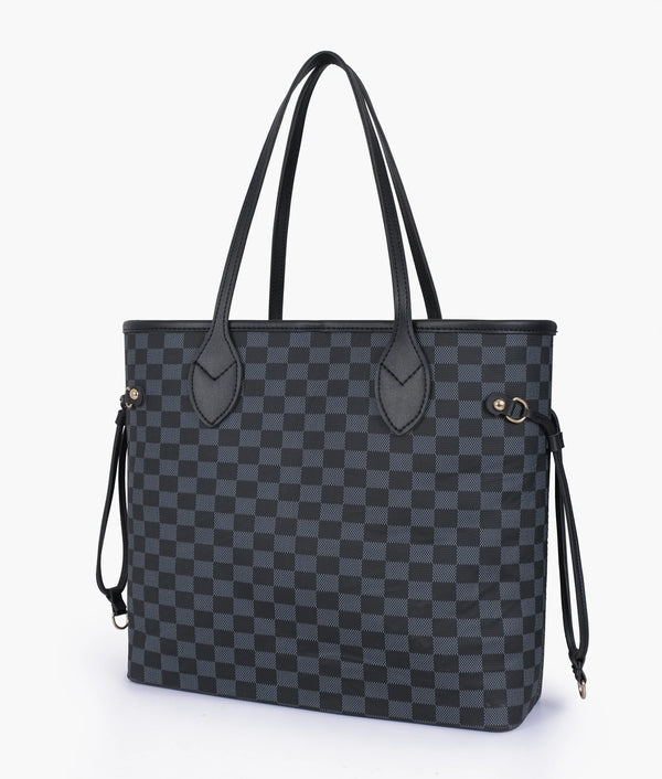 Black checkered tote bag