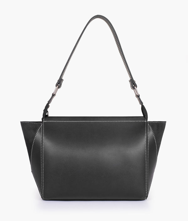 Black suede trio twist handbag