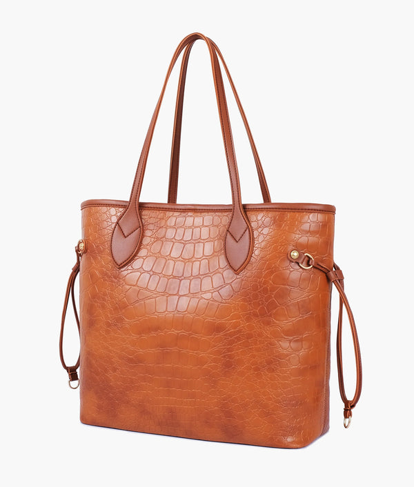 Brown Croc neverfull tote bag