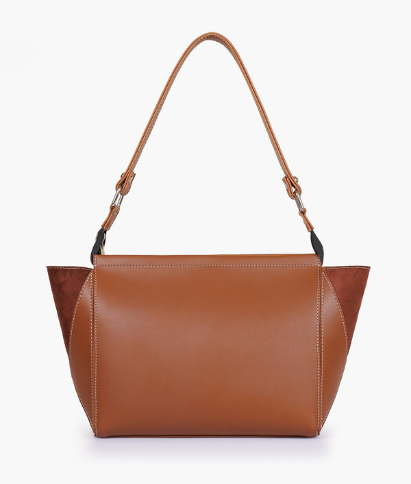 Brown suede trio twist handbag