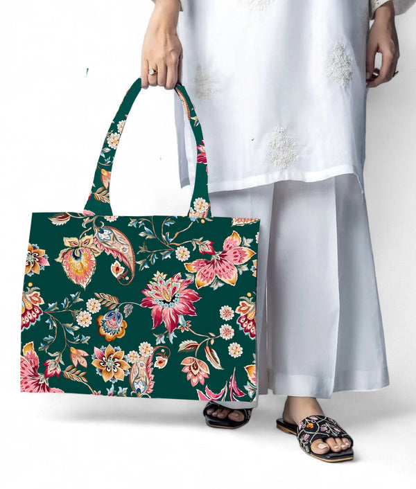 Floral Fantasy Green Print Bag