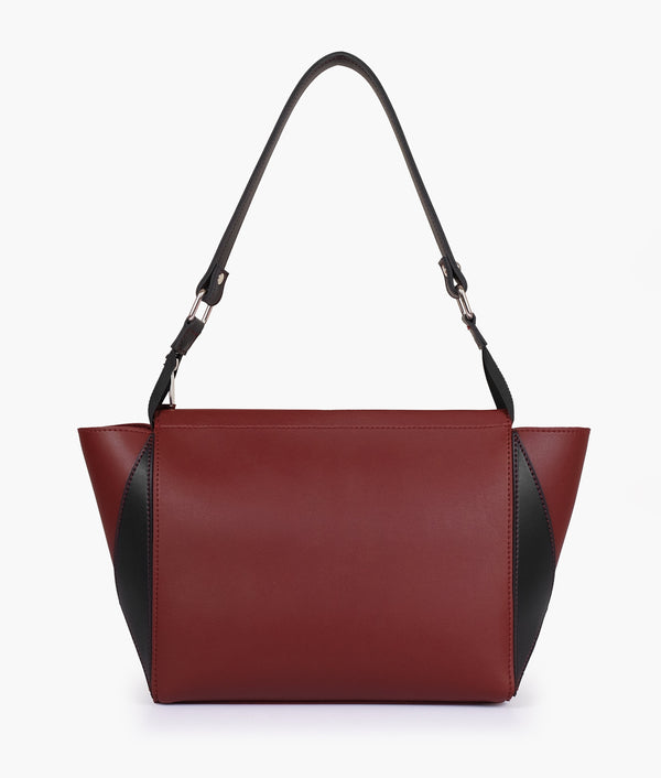 Maroon and black trio twist handbag