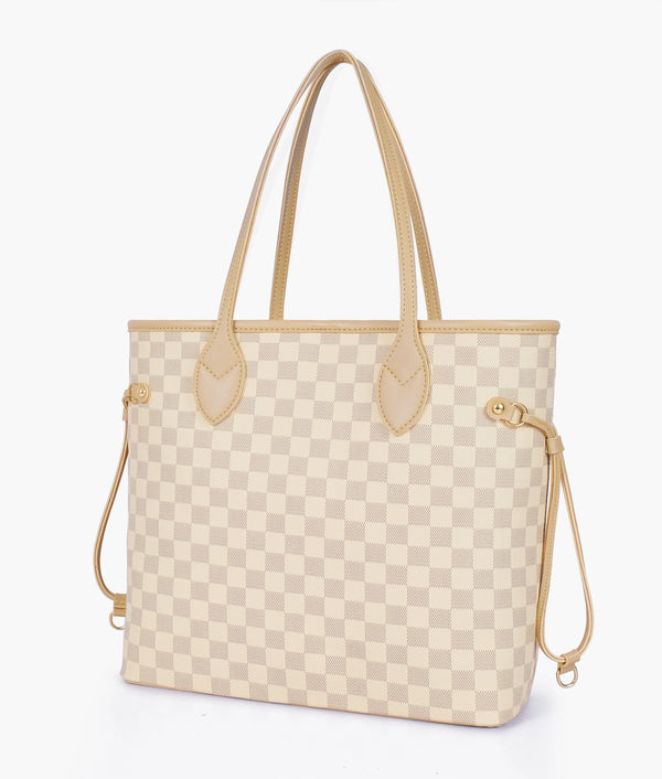 Off-white checkered tote bag