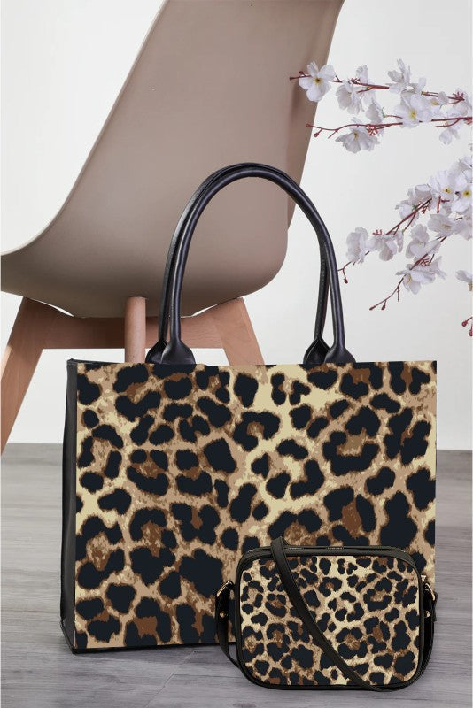 Leo Print Bag With Cross Body Bag